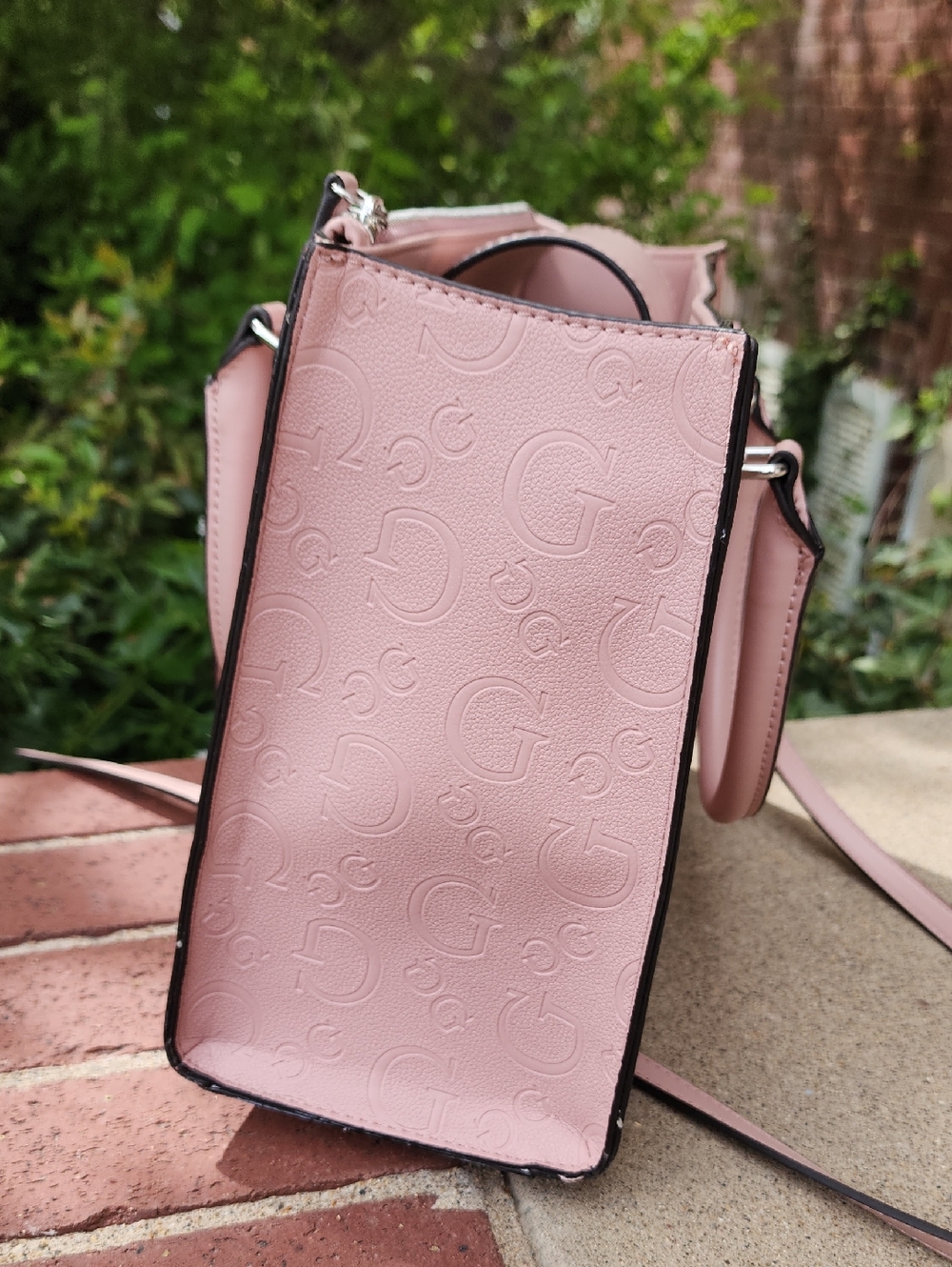 GUESS Blush Pink Embossed Satchel - Picture 16 of 17